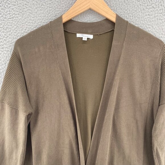 89th + Madison Sweater Womens Medium Green Open Cardigan Stretch Pockets Long - Picture 2 of 10